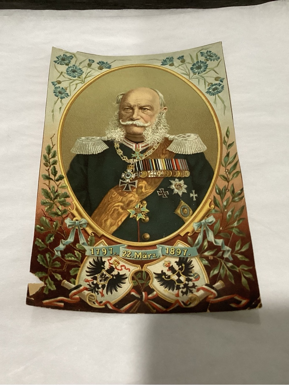 Antique Chromolithograph postcard featuring Kaiser Wilhelm I.